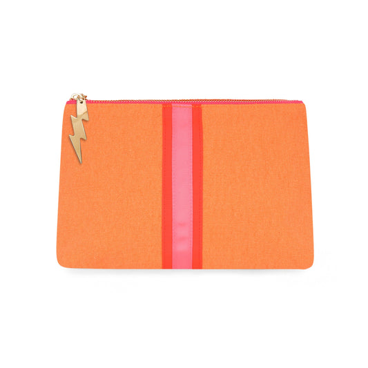BRIGHT ORANGE LUCKY STRIPE CLUTCH