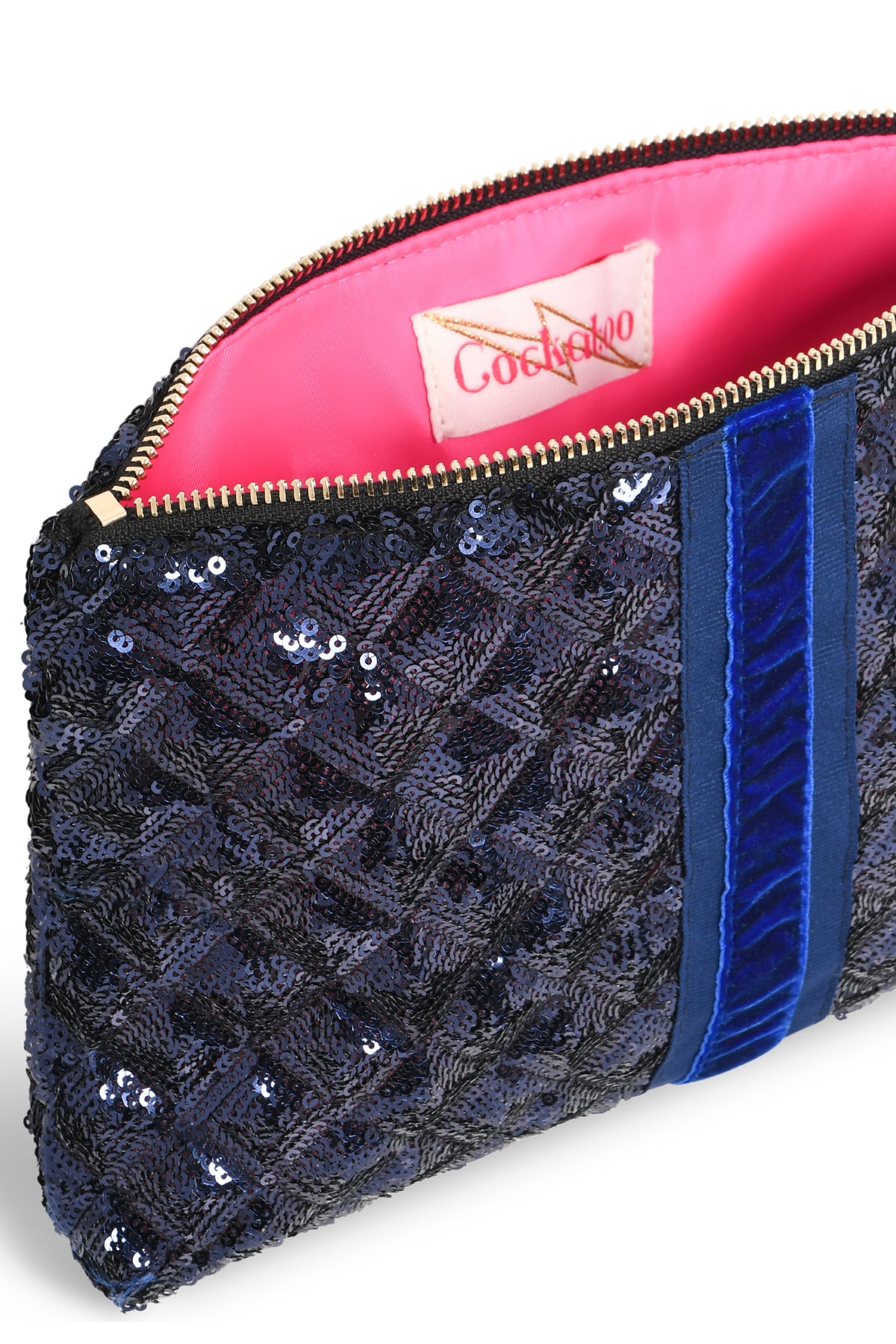 NAVY SEQUINNED DIAMOND CLUTCH Cockatoo