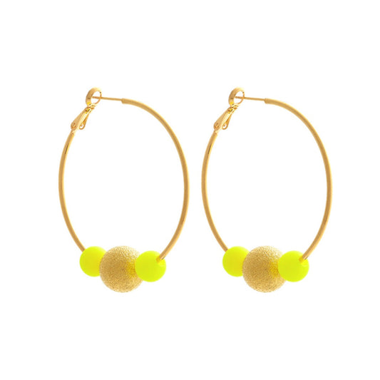LARGE YELLOW DISCO HOOPLA EARRINGS