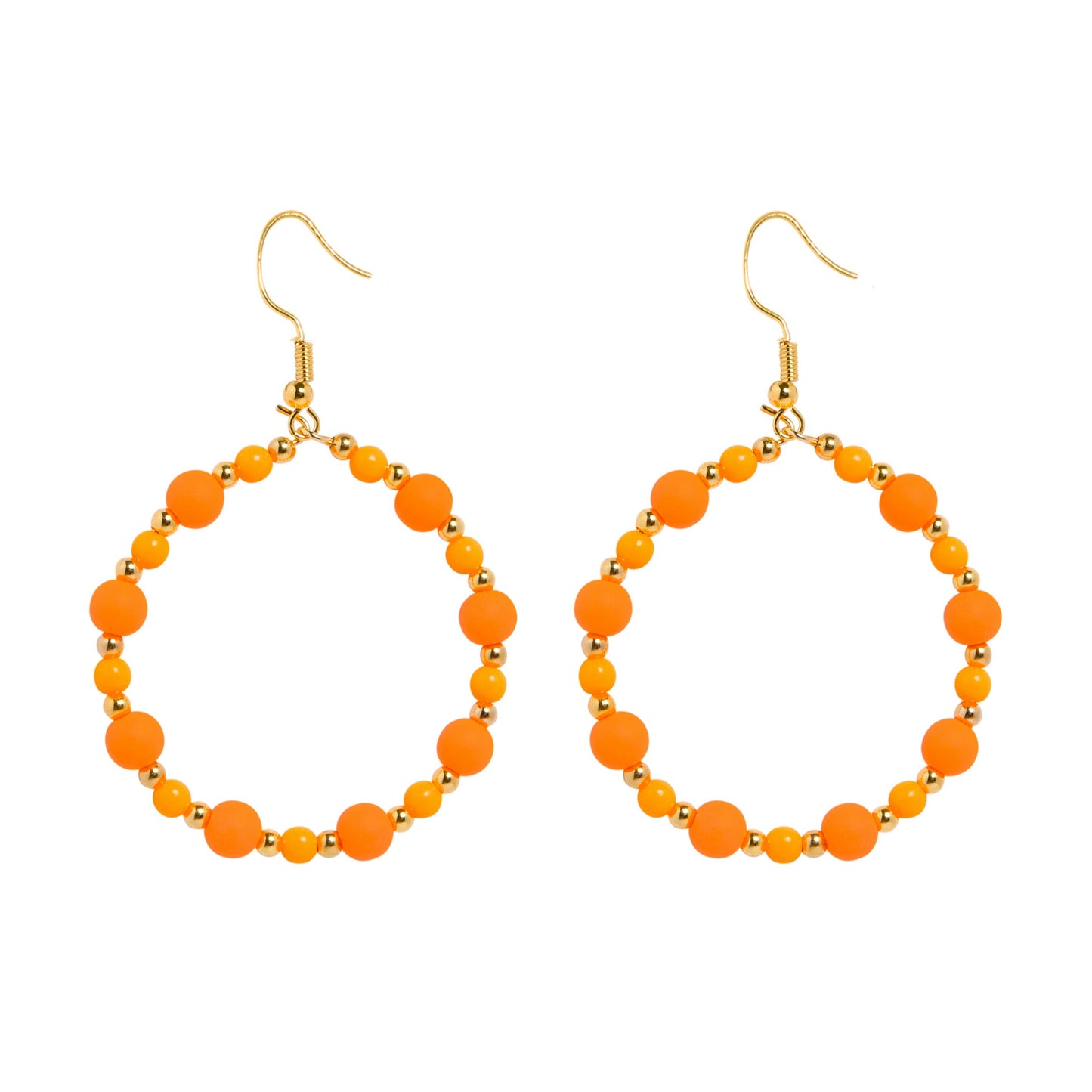 BEADED CIRQUE HOOPS - NEON ORANGE