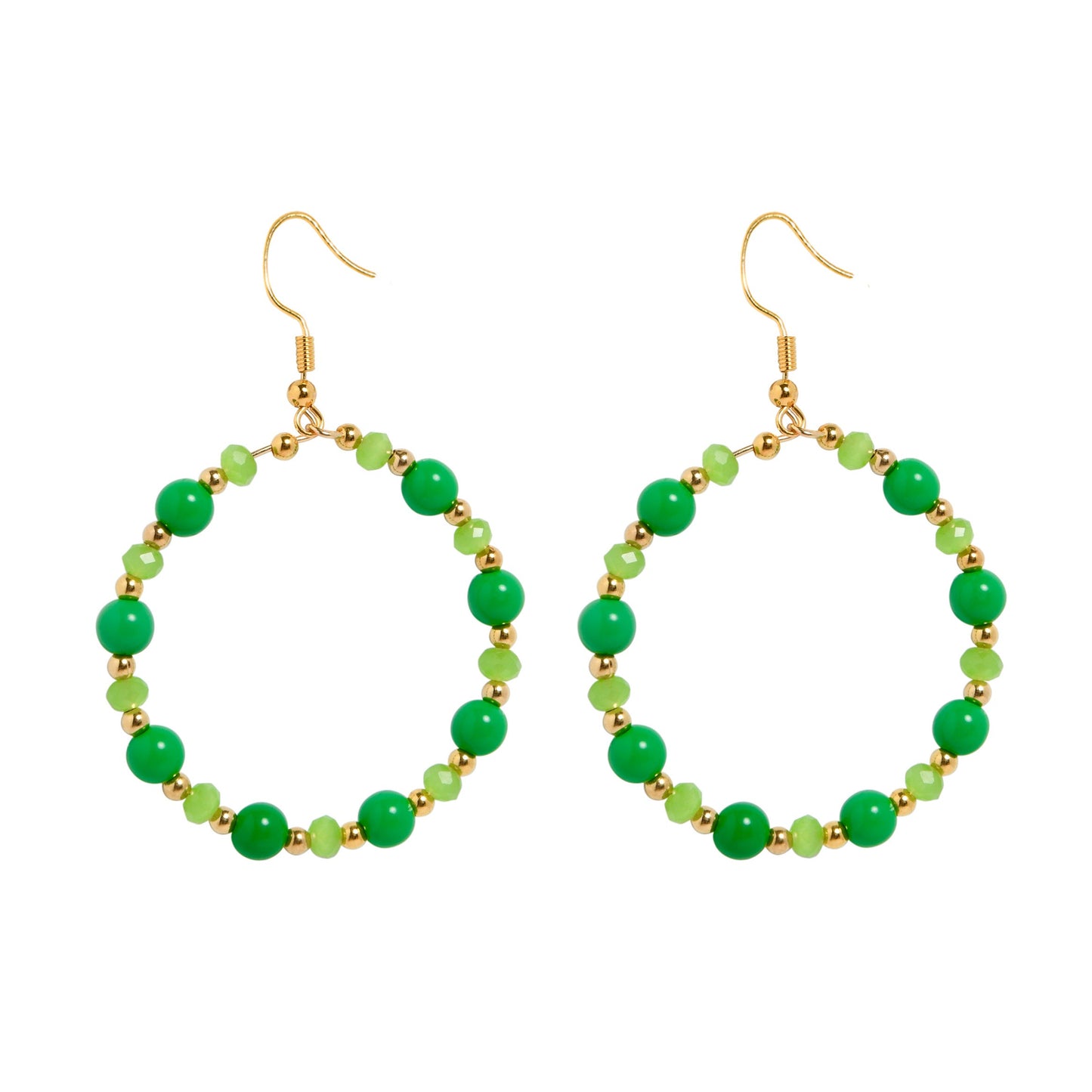 BEADED CIRQUE HOOPS - GREENS