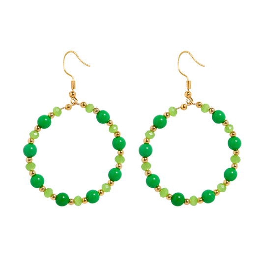 BEADED CIRQUE HOOPS - GREENS