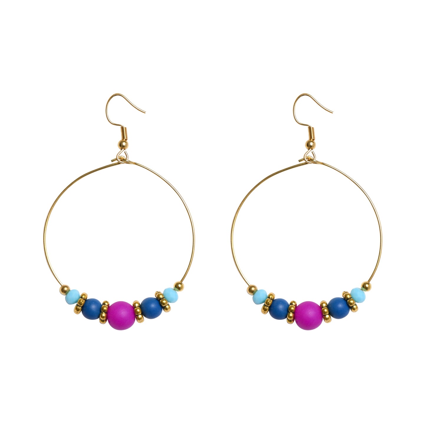 DANGLE HALF BEADED CIRQUE HOOPS - BLUES