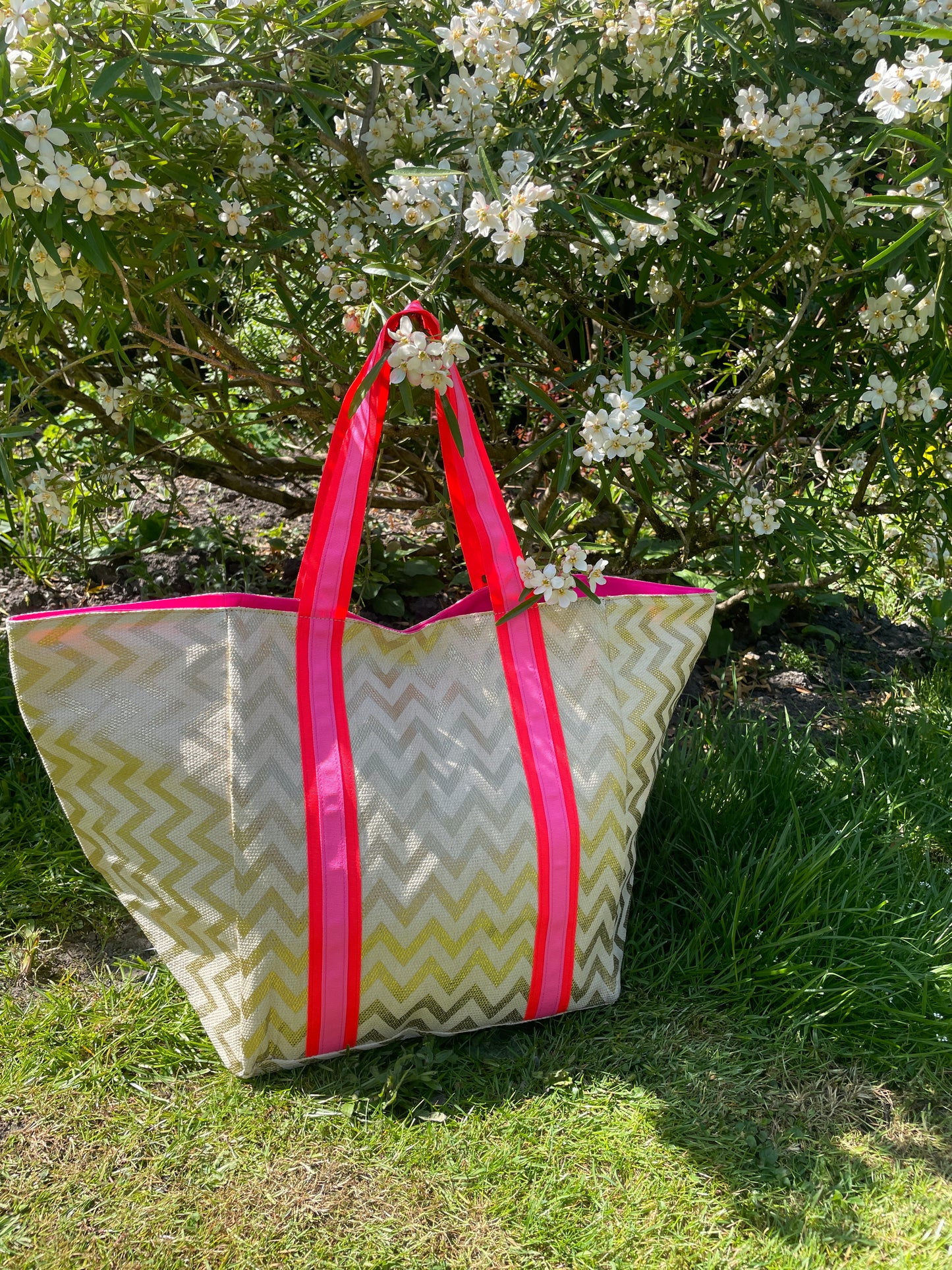 ZIG ZAG WITH PINK BEACH BAG