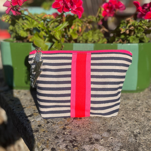 SMALL NAVY & CREAM STRIPED BAG