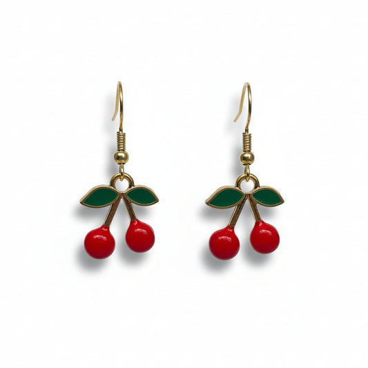 SMALL ENAMEL CHERRY EARRINGS