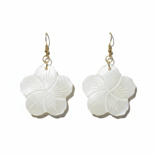 LARGE FLOWER NATURAL SHELL EARRINGS