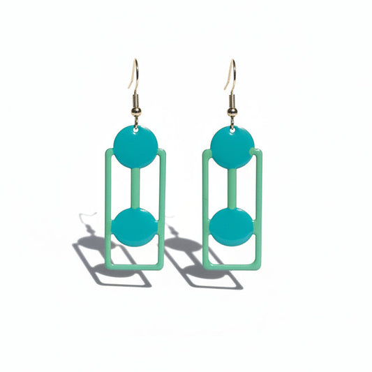 Turquoise Enamel Art Deco Earrings