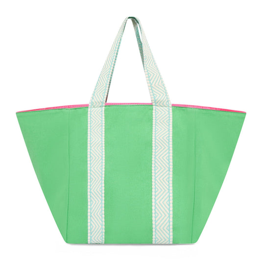 SMALL | KIDS BRIGHT GREEN BEACH BAG with TURQUOISE STRAPS