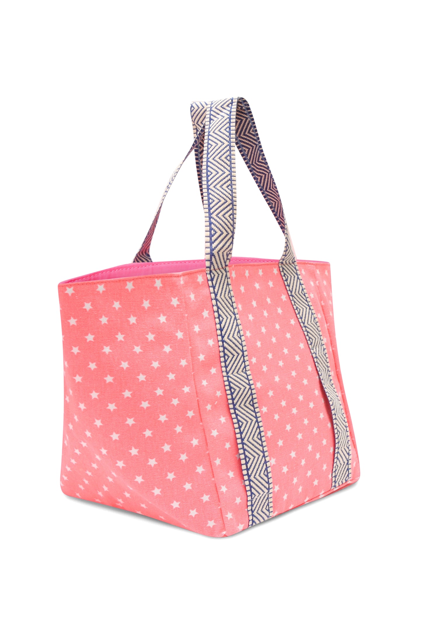 KIDS PINK STARRY TOTE with ZIGZAG STRAPS