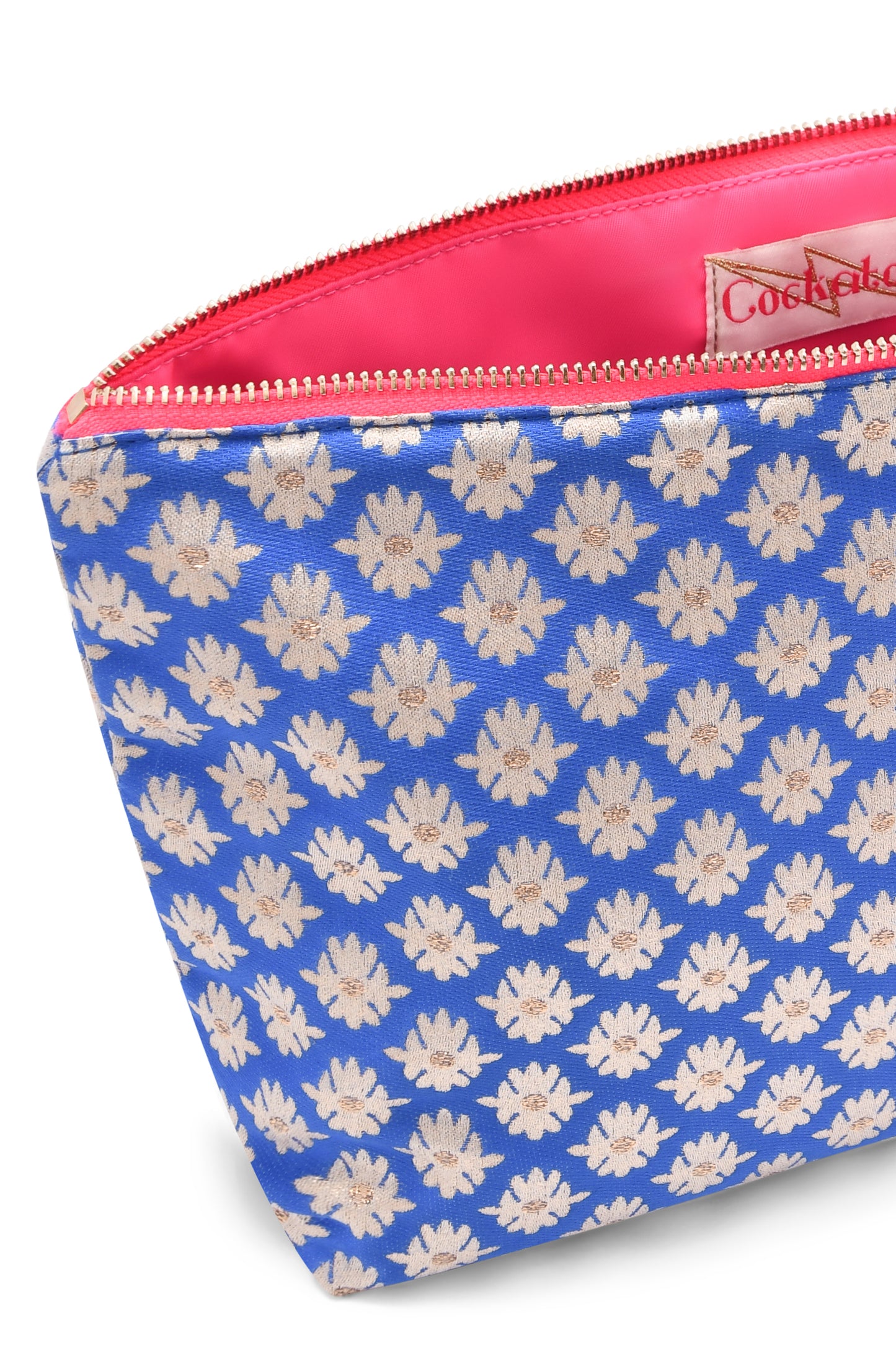 LARGE BLUE WOVEN FLOWER POUCH