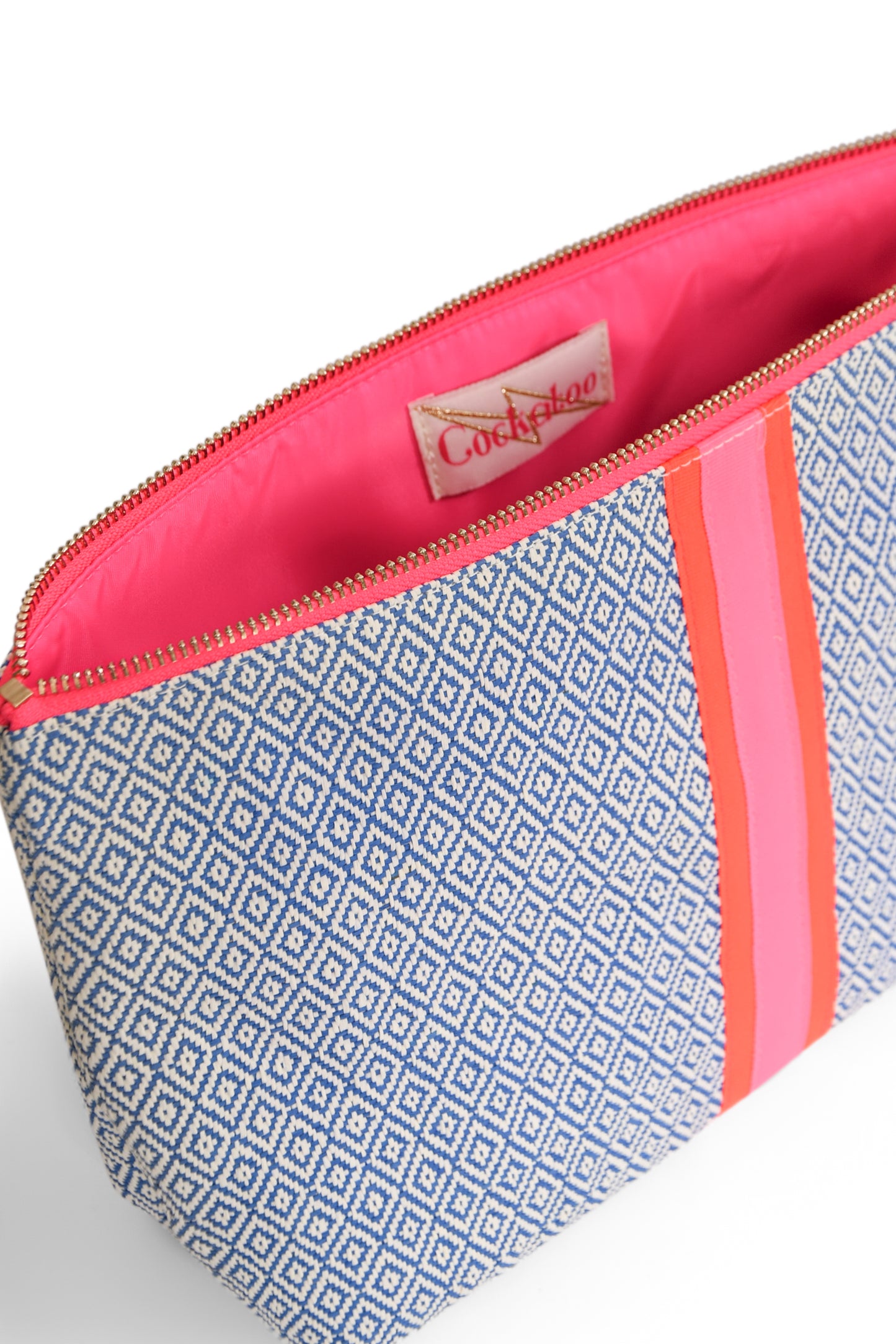 LARGE BLUE  DIAMOND BAG with PINK
