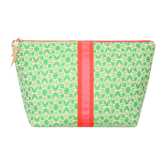 LARGE GREEN & CREAM BAG WITH STRIPE