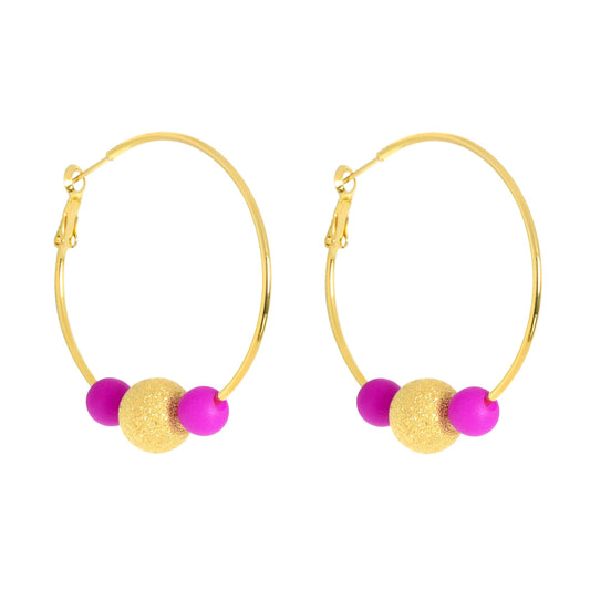 LARGE PURPLE DISCO HOOPLA EARRINGS