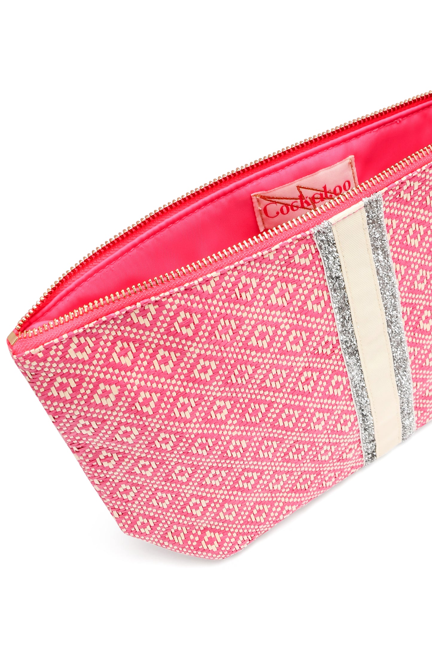 LARGE PINK DIAMOND WEAVE BAG POUCH