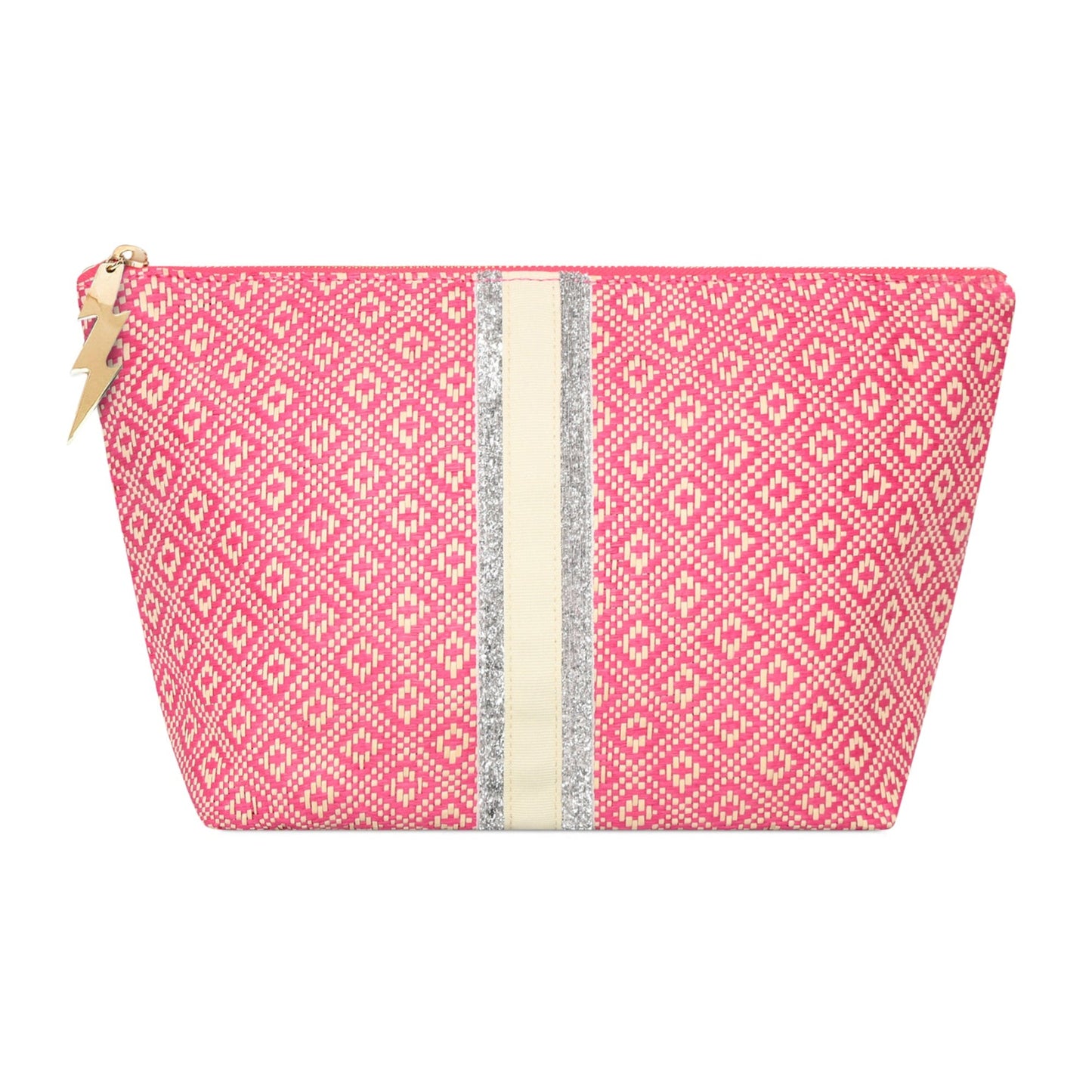 LARGE PINK DIAMOND WEAVE BAG POUCH