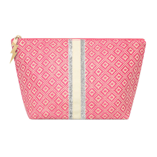 LARGE PINK DIAMOND WEAVE BAG POUCH