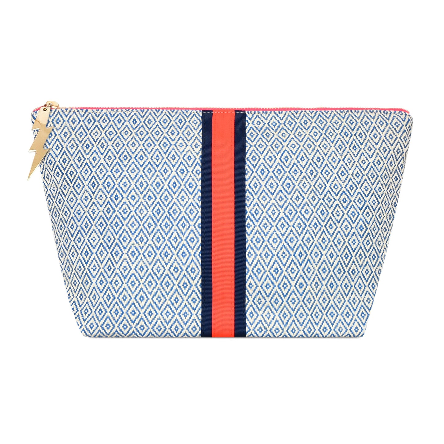 LARGE BLUE & CREAM DIAMOND BAG