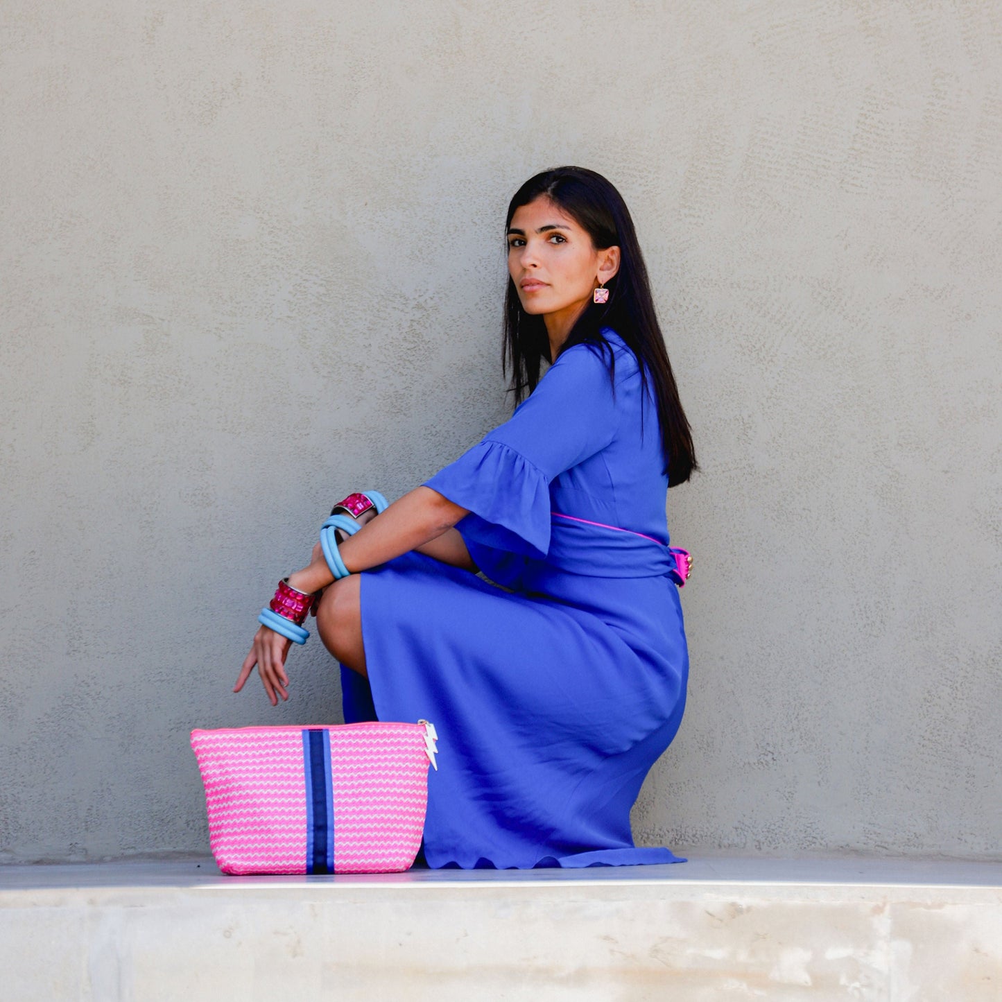 Large Hot Pink Wiggle Weave Bag