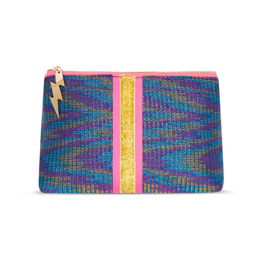 METALLIC WEAVE CLUTCH BAG
