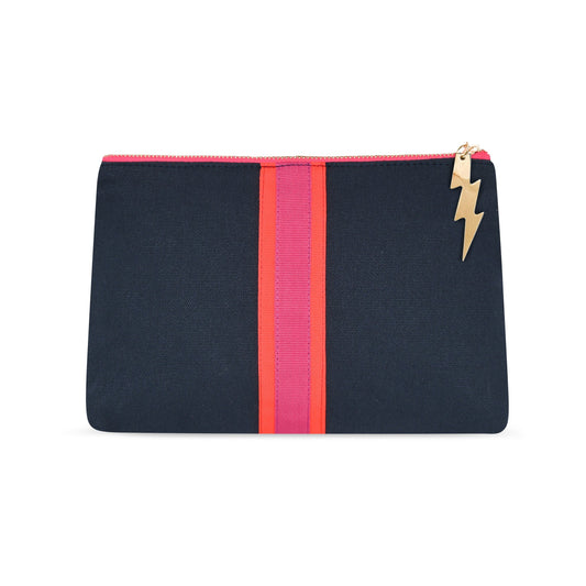 NAVY LUCKY STRIPE CLUTCH