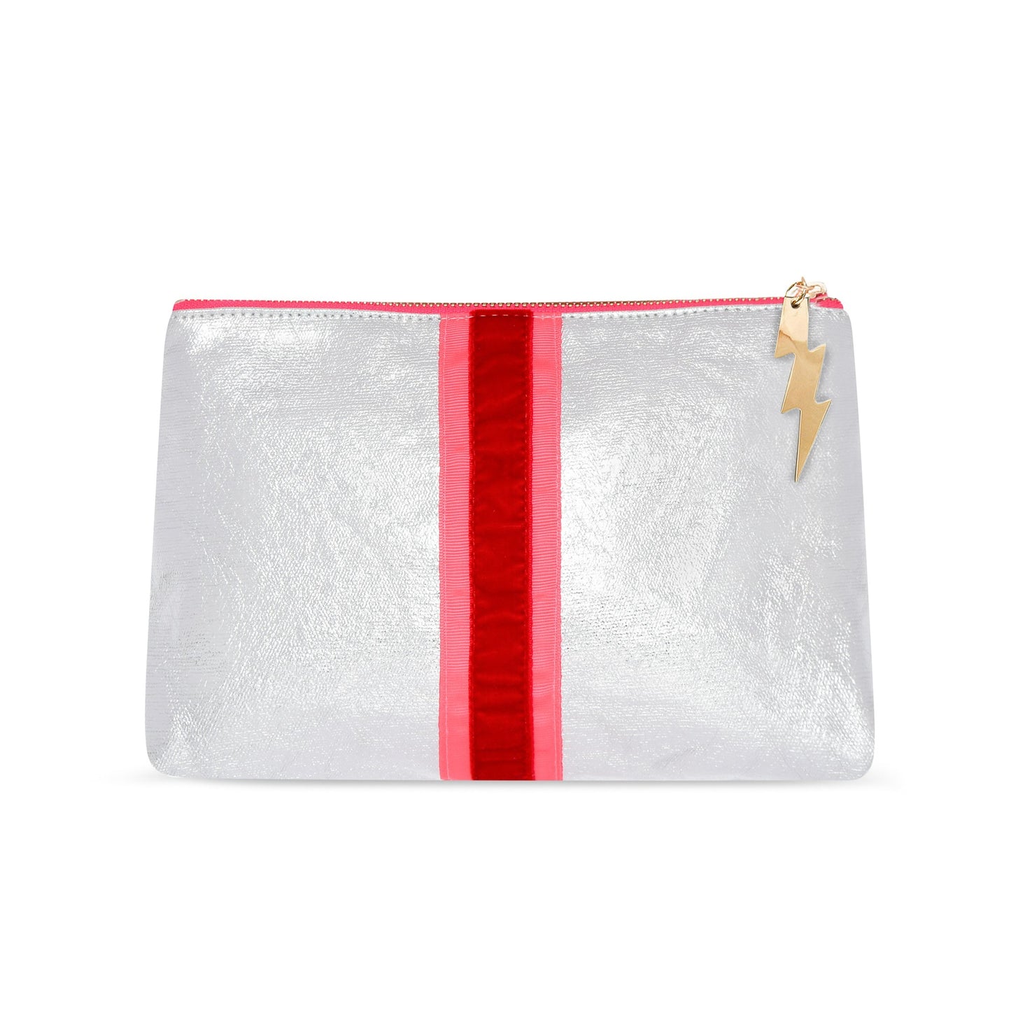 SHEENY SILVER CLUTCH - PINK
