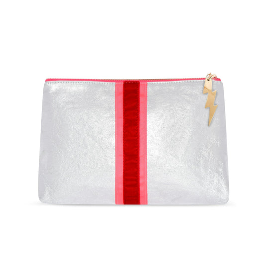 SHEENY SILVER CLUTCH - PINK