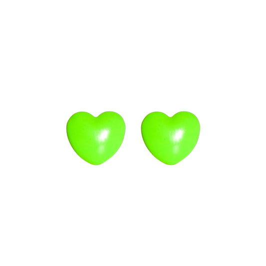 NEON GREEN HEART STUDS
