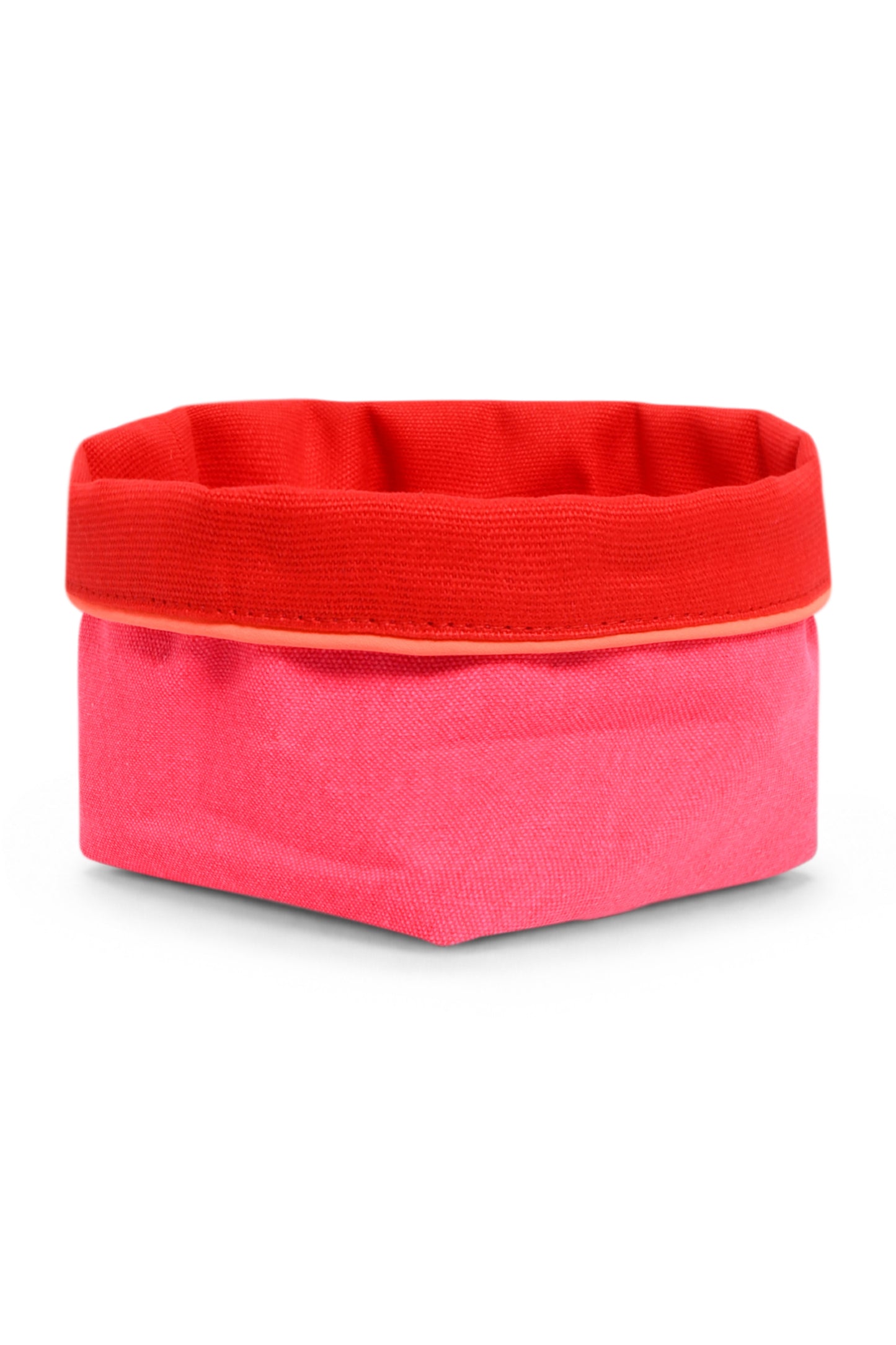 REVERSIBLE OLIVE FABRIC STORAGE POT | PINK/RED