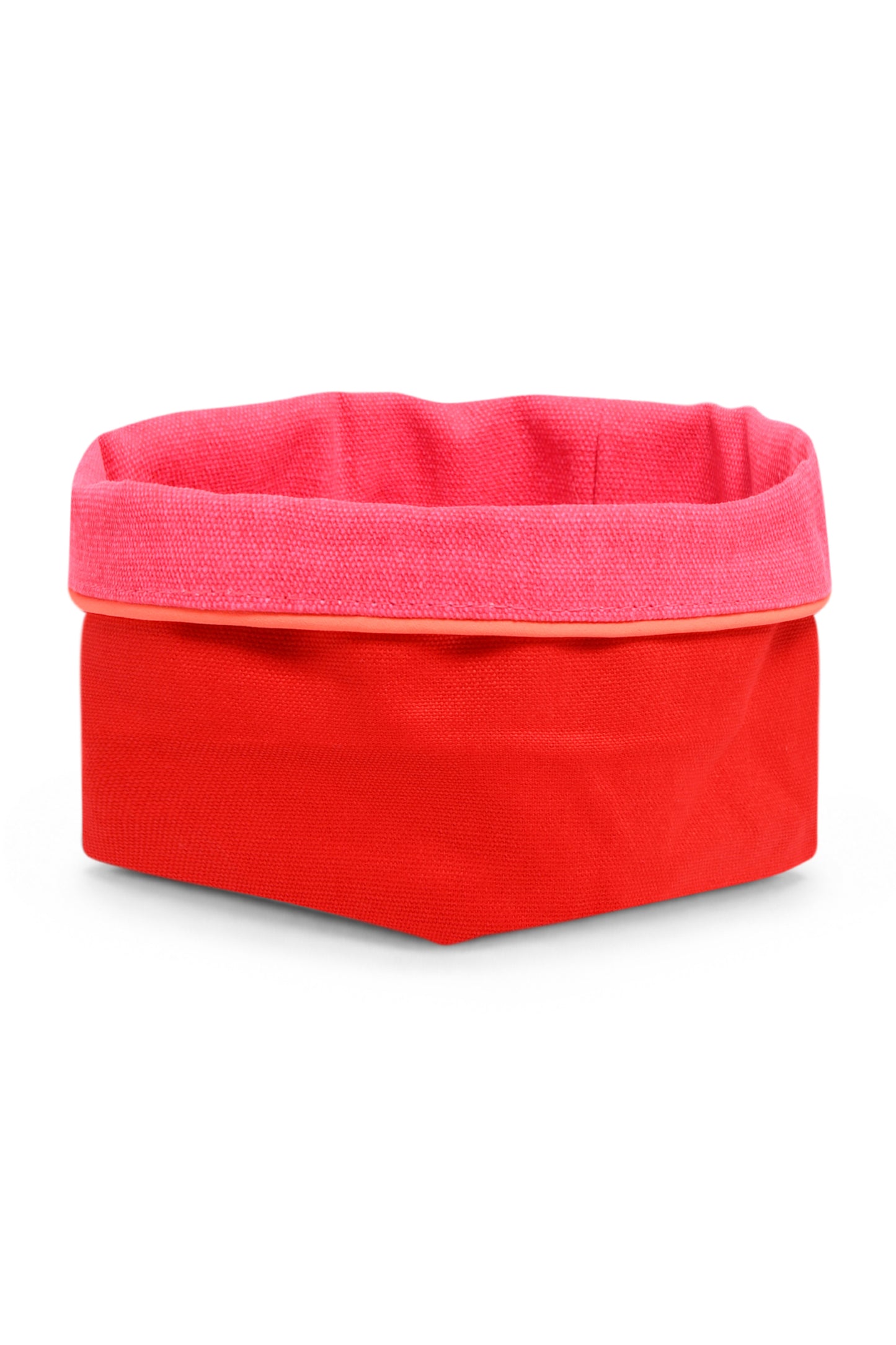 REVERSIBLE OLIVE FABRIC STORAGE POT | PINK/RED
