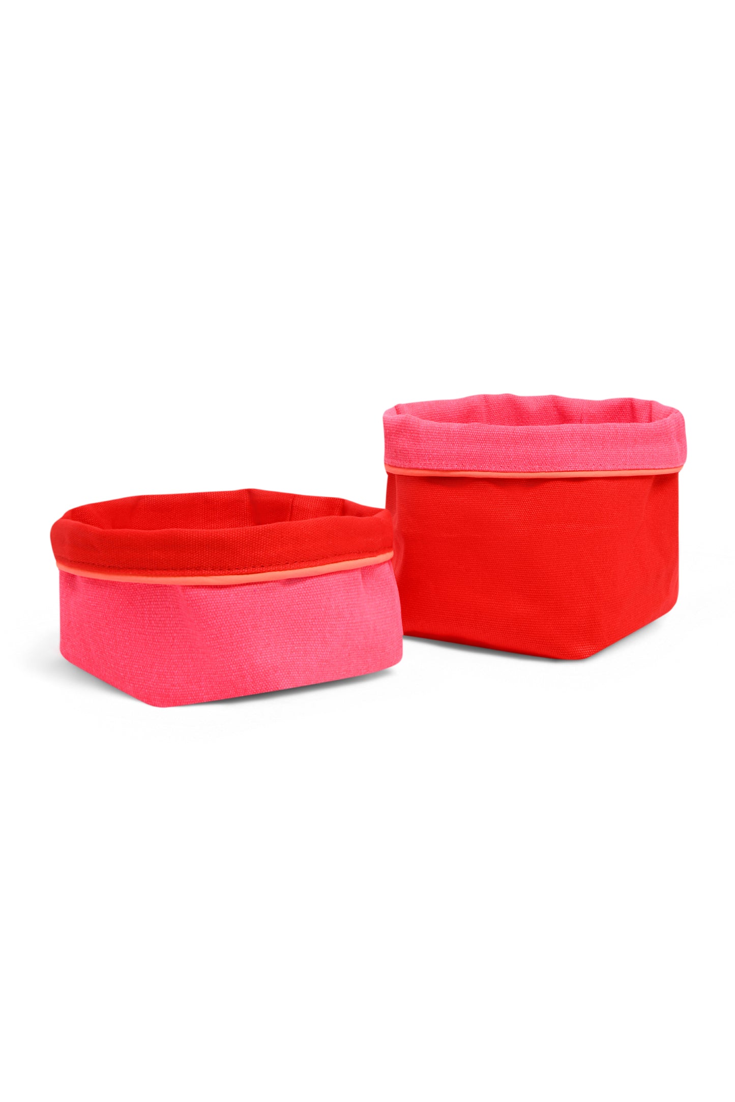 REVERSIBLE OLIVE FABRIC STORAGE POT | PINK/RED