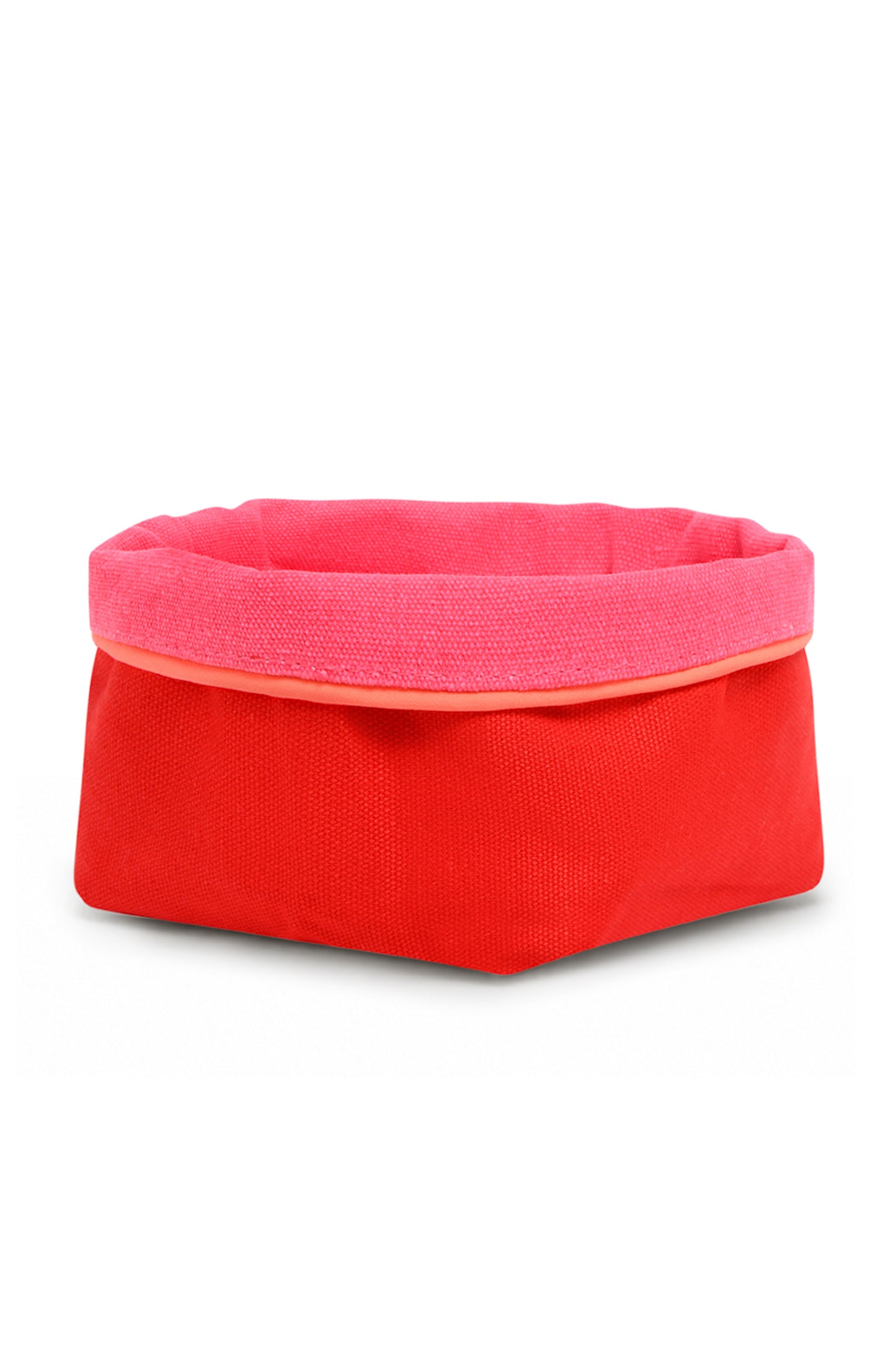 REVERSIBLE OLIVE FABRIC STORAGE POT | PINK/RED