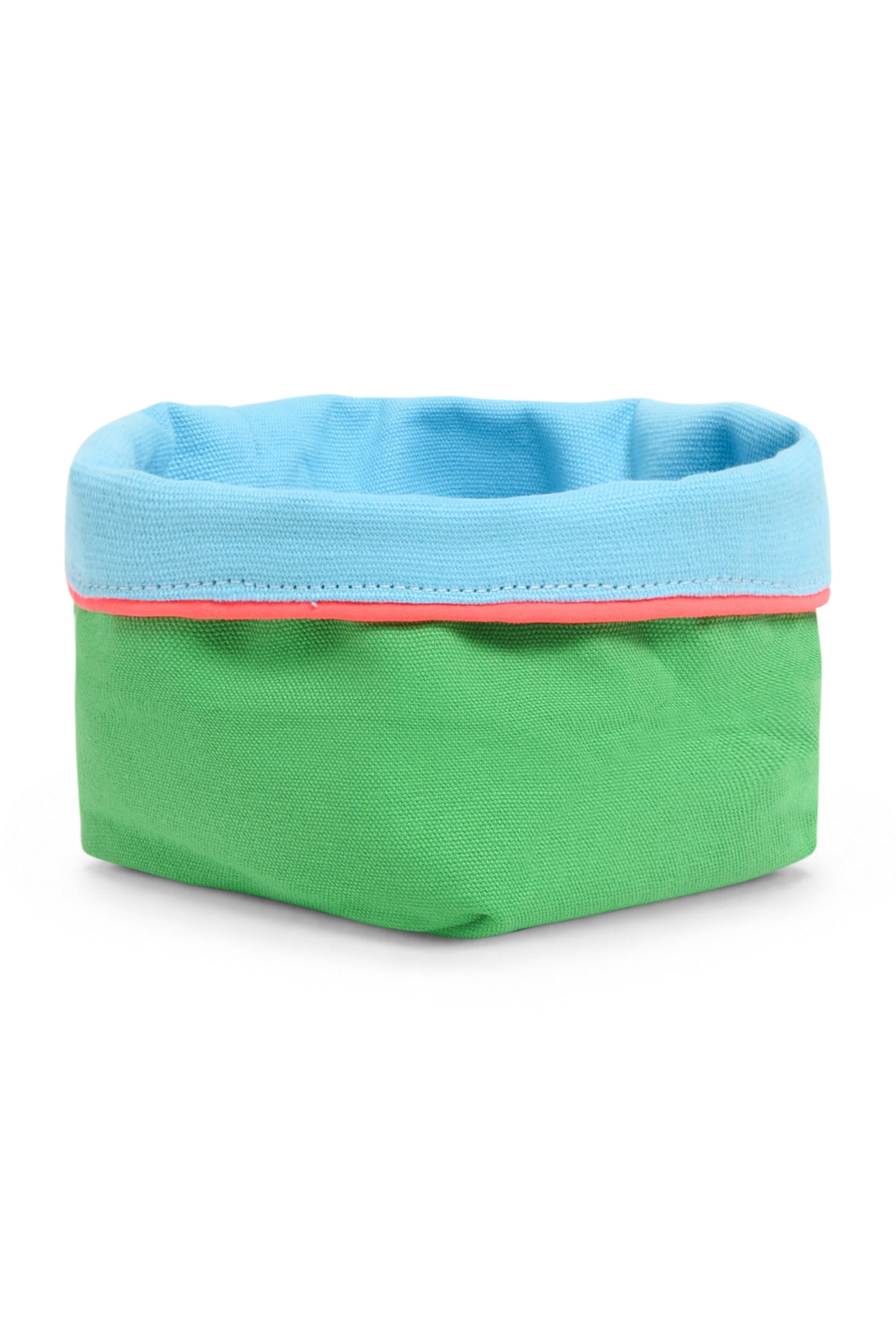 REVERSIBLE OLIVE FABRIC STORAGE POT | GREEN/TURQUOISE Cockatoo