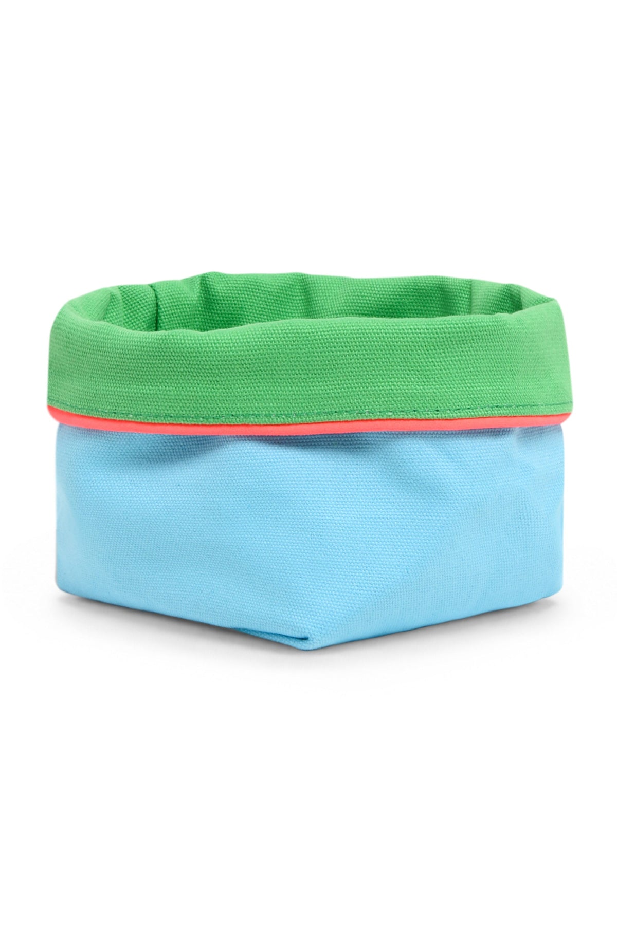 REVERSIBLE OLIVE FABRIC STORAGE POT | GREEN/TURQUOISE Cockatoo