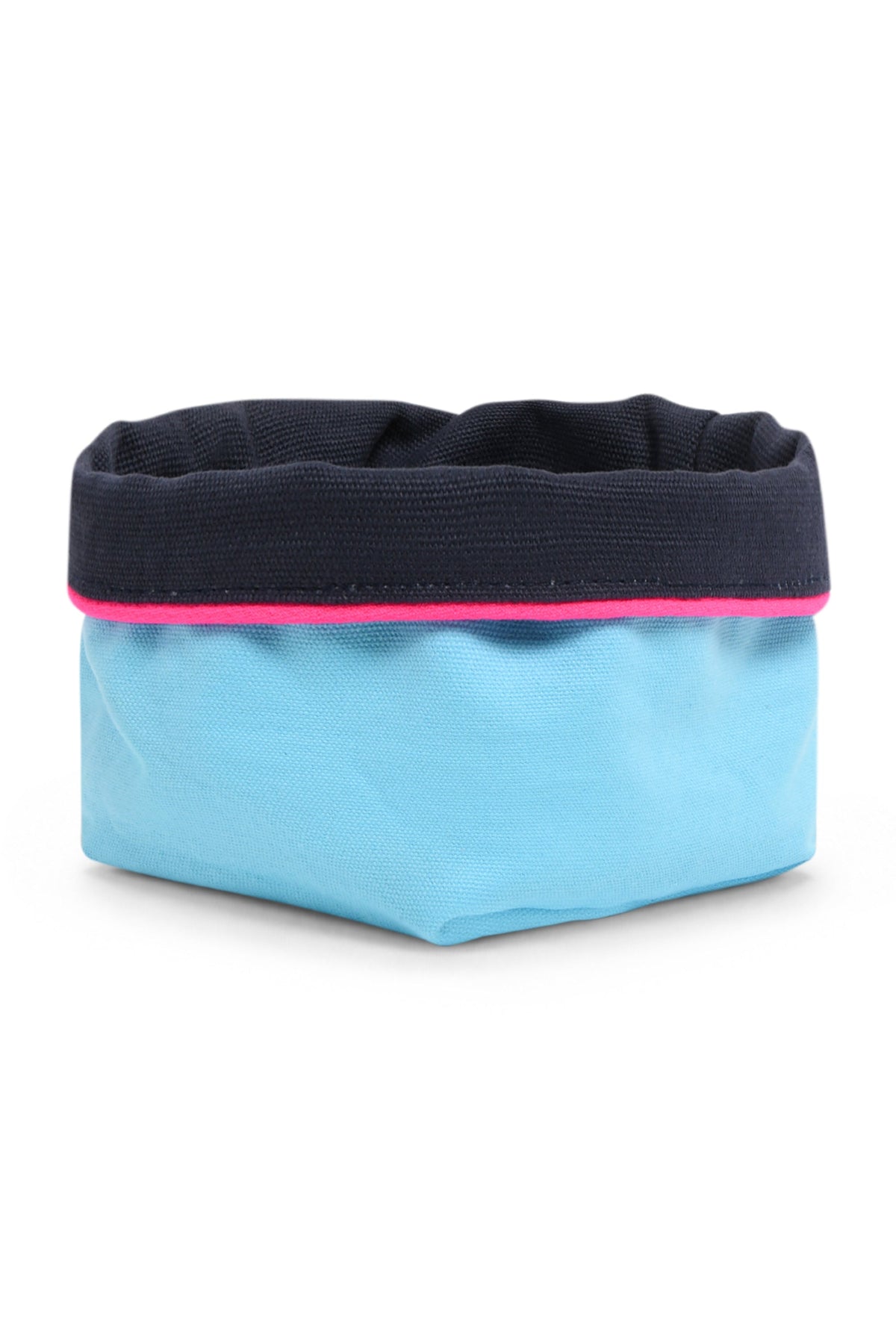 REVERSIBLE OLIVE FABRIC STORAGE POT | TURQUOISE/NAVY Cockatoo