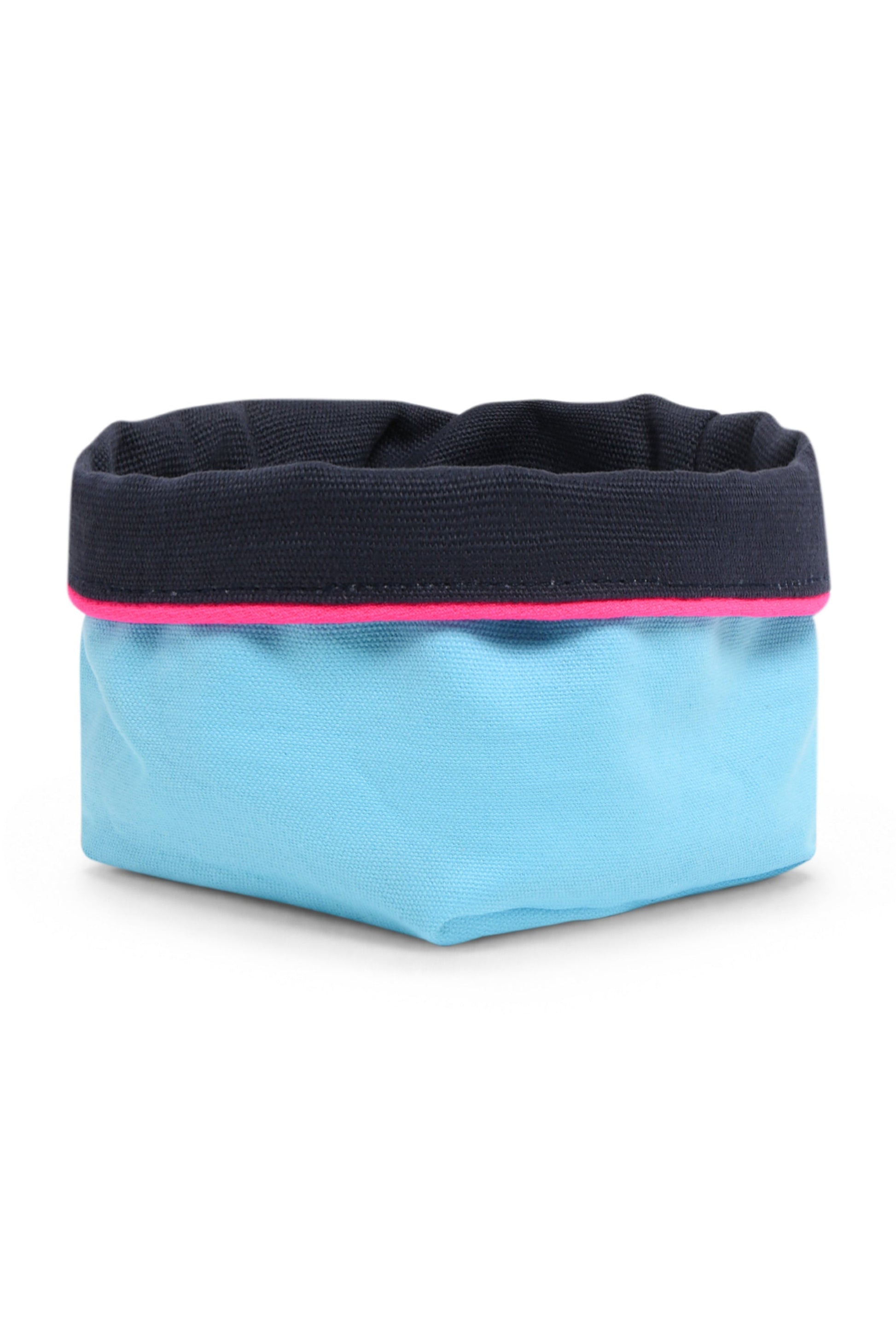 REVERSIBLE OLIVE FABRIC STORAGE POT | TURQUOISE/NAVY Cockatoo