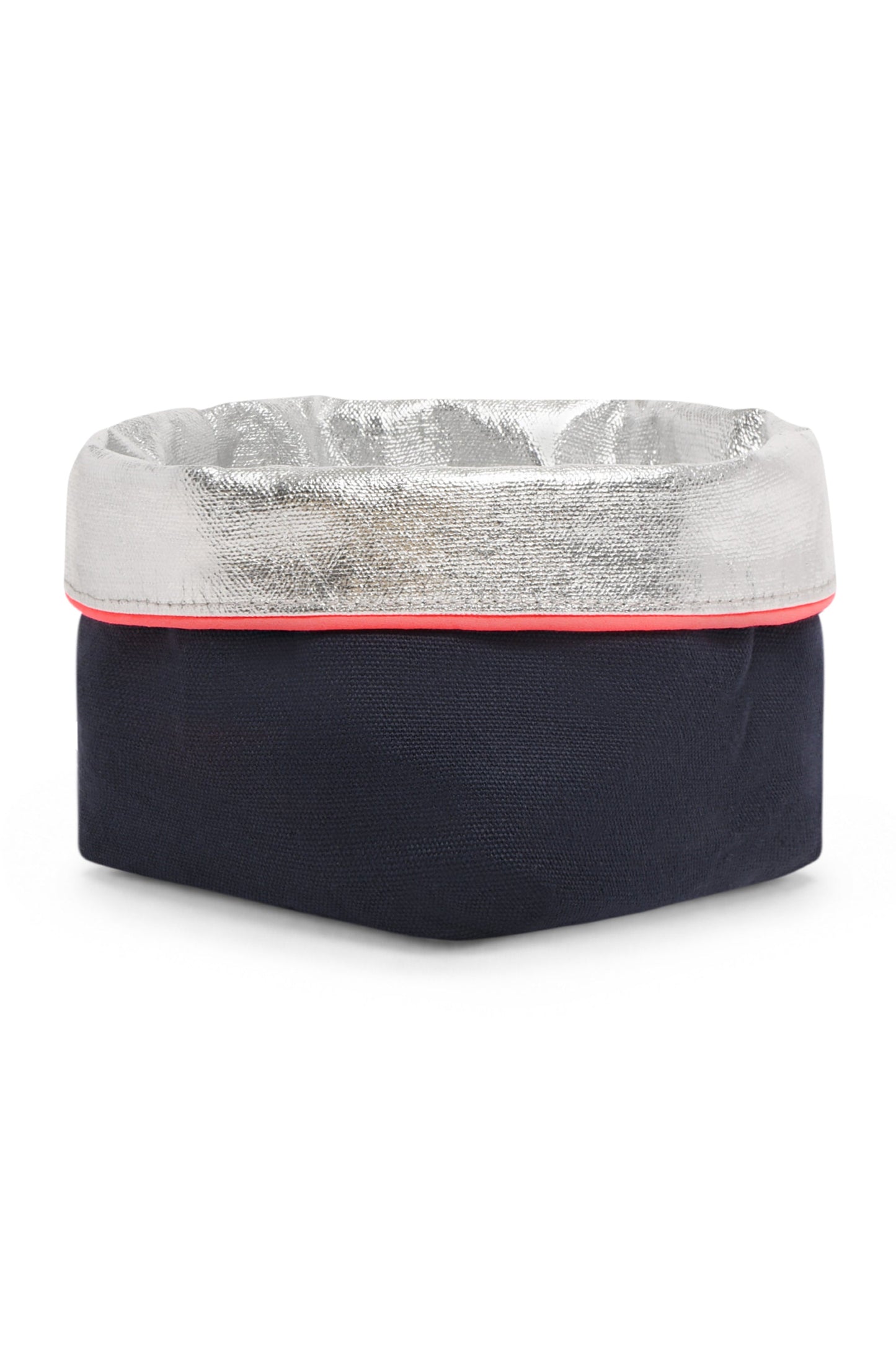 REVERSIBLE OLIVE FABRIC STORAGE POT | NAVY/SILVER Cockatoo