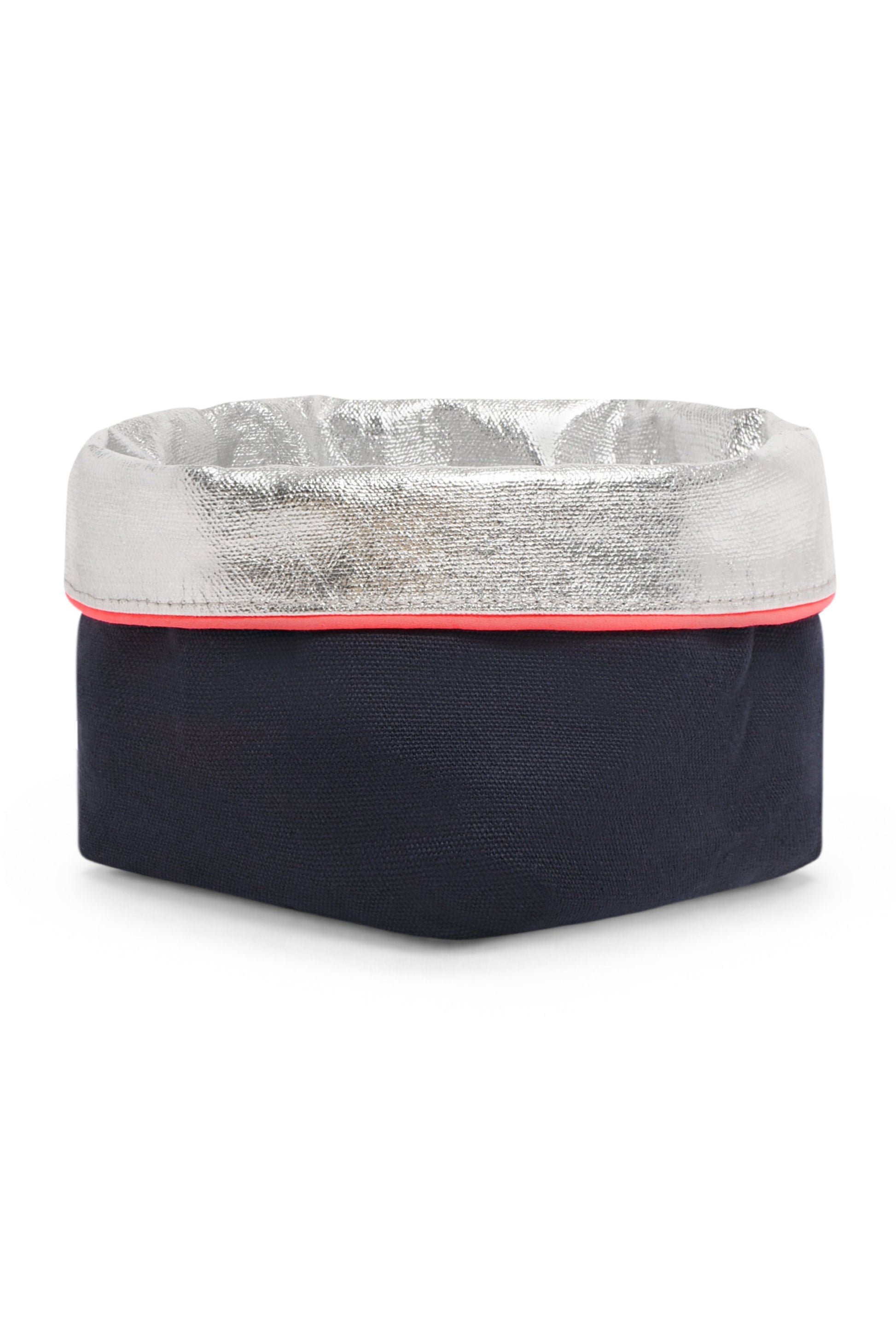 REVERSIBLE OLIVE FABRIC STORAGE POT | NAVY/SILVER Cockatoo