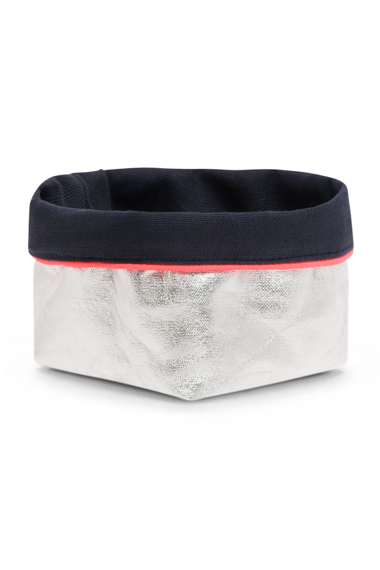 REVERSIBLE OLIVE FABRIC STORAGE POT | NAVY/SILVER Cockatoo