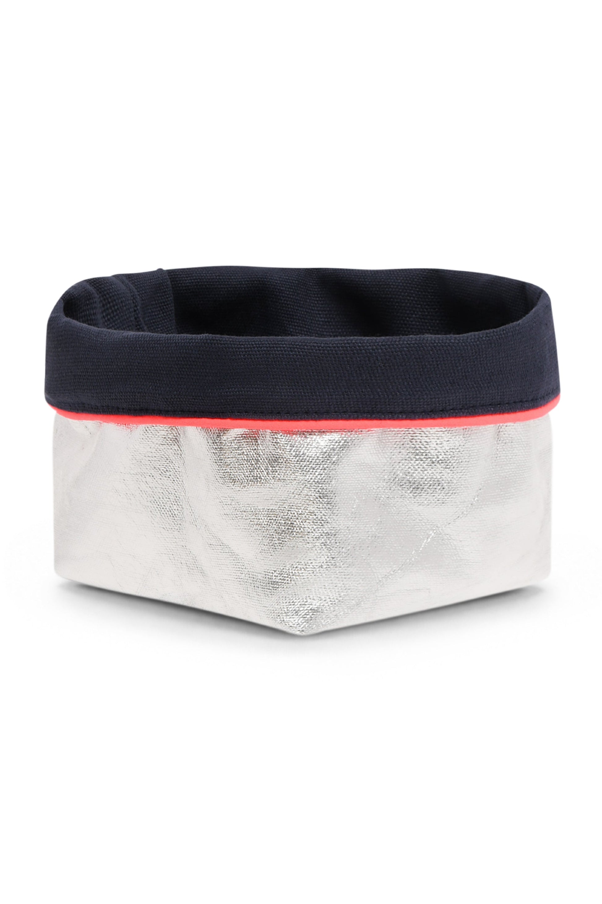 REVERSIBLE OLIVE FABRIC STORAGE POT | NAVY/SILVER Cockatoo