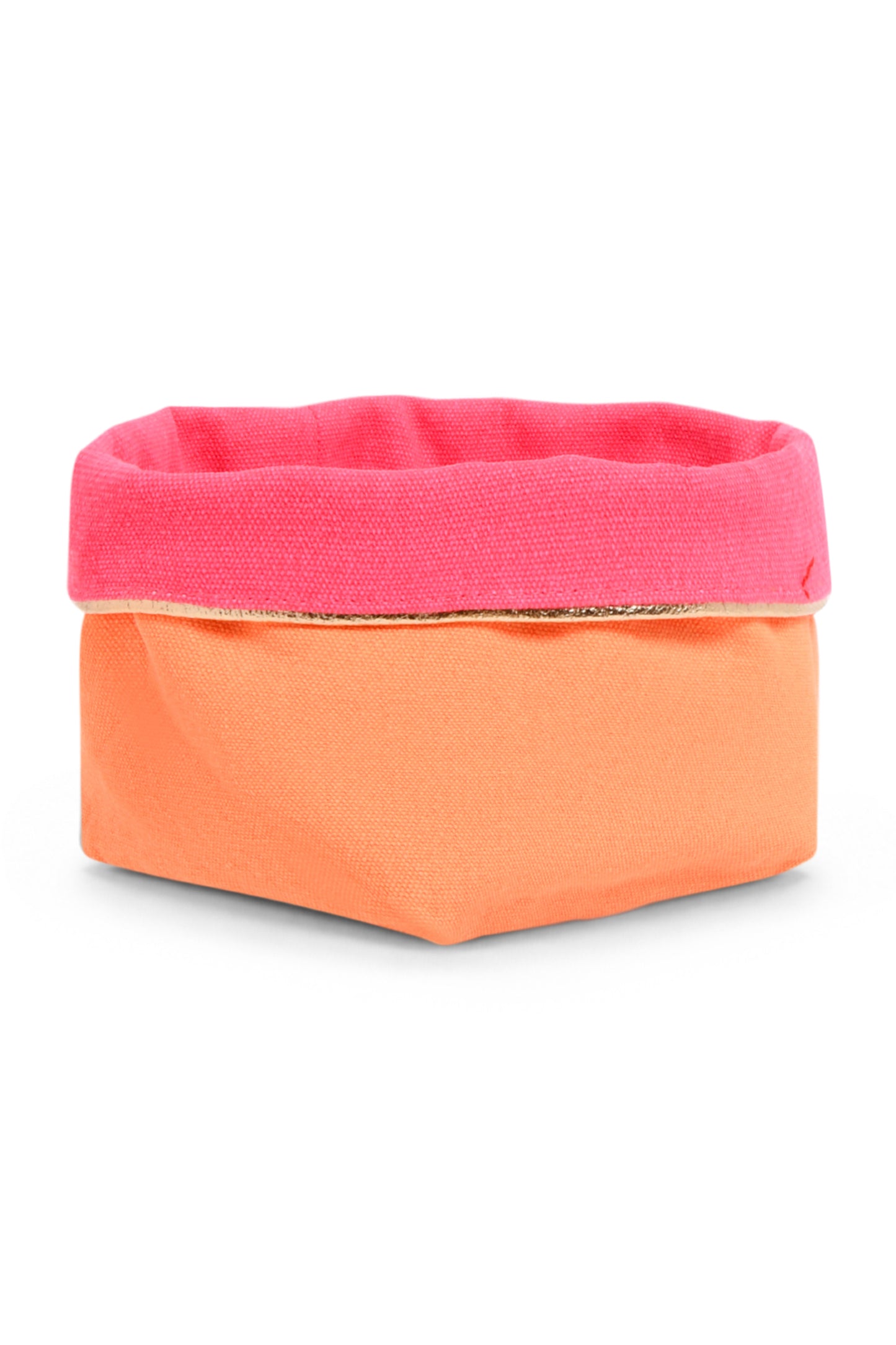 REVERSIBLE OLIVE FABRIC STORAGE POT | PINK/ORANGE