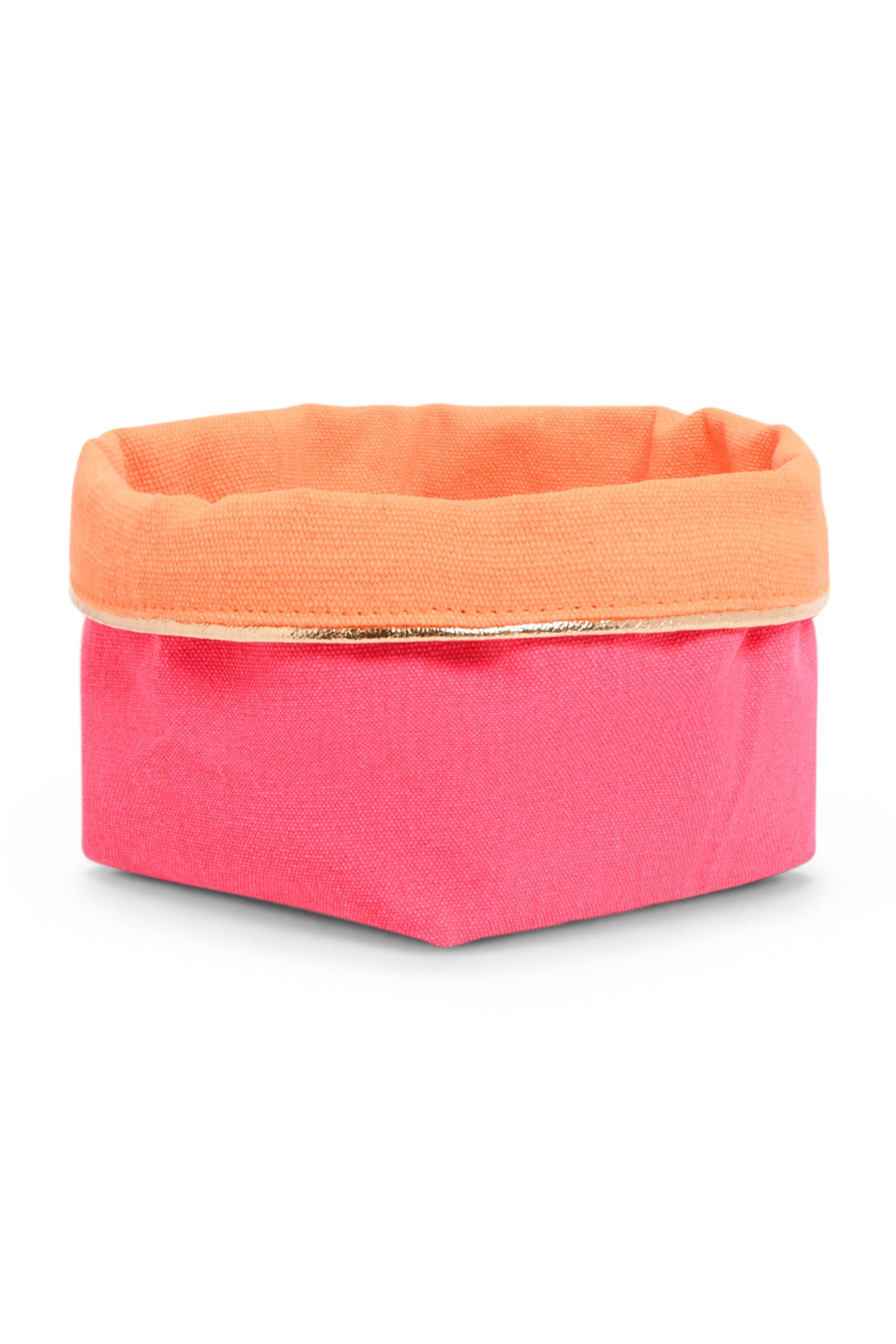 REVERSIBLE OLIVE FABRIC STORAGE POT | PINK/ORANGE