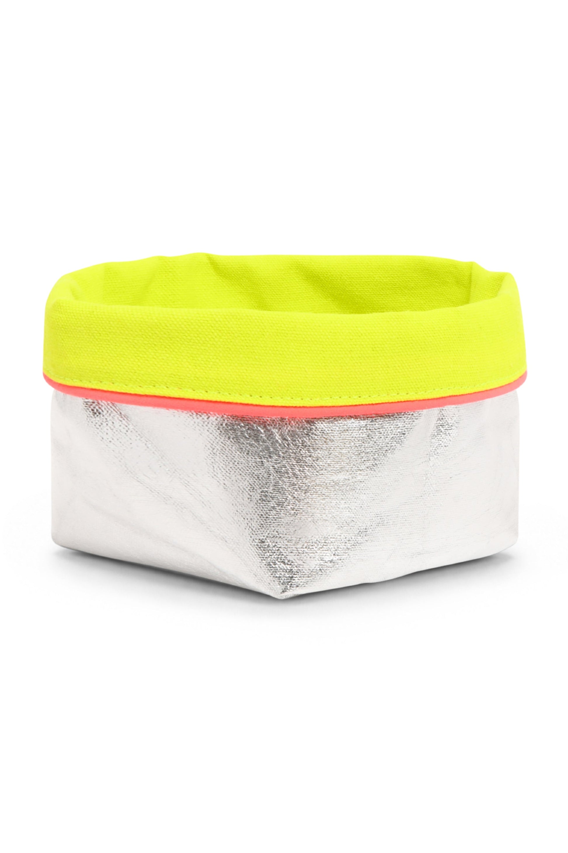 REVERSIBLE OLIVE FABRIC STORAGE POT | SILVER/YELLOW Cockatoo