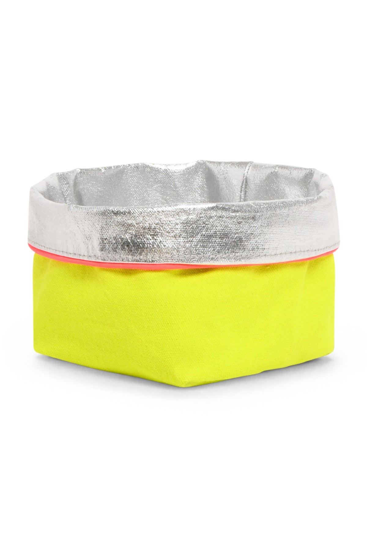 REVERSIBLE OLIVE FABRIC STORAGE POT | SILVER/YELLOW Cockatoo