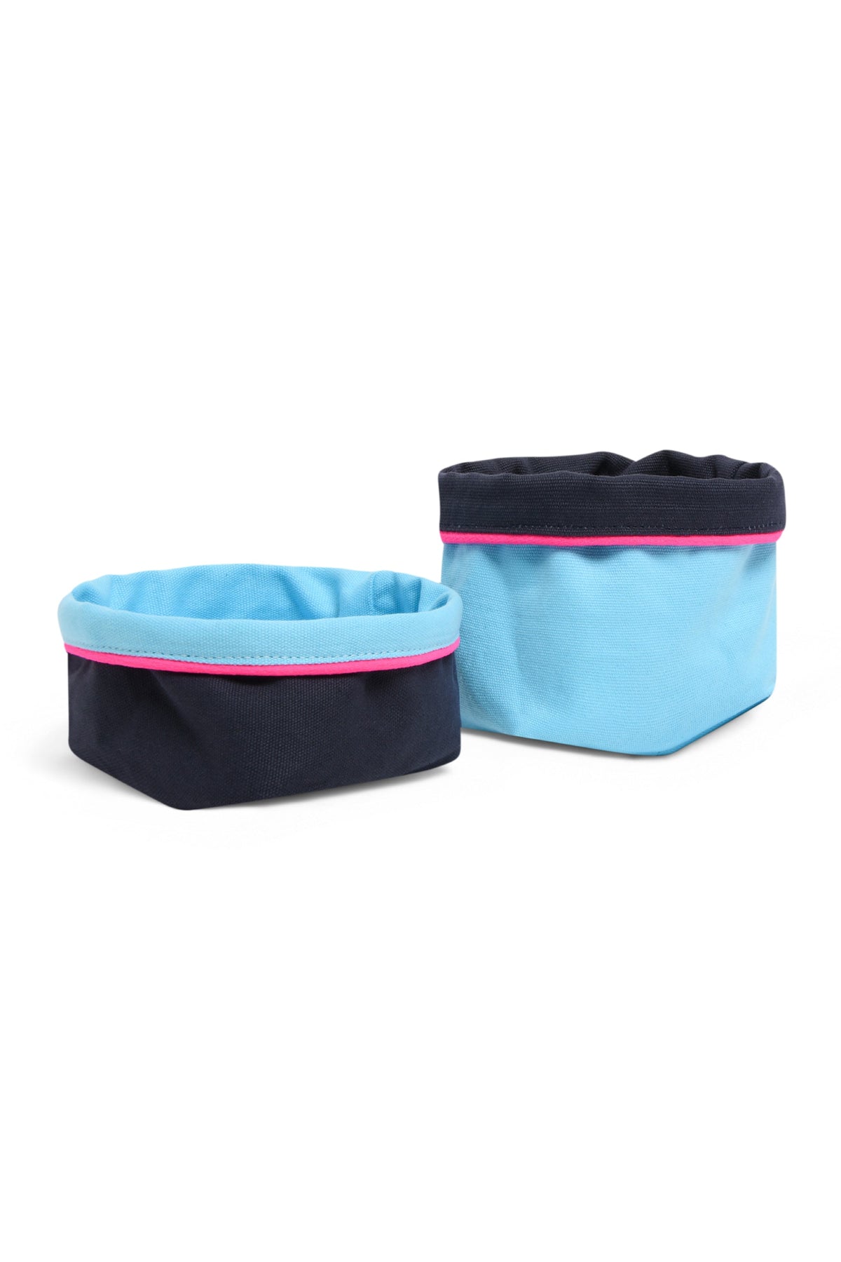 REVERSIBLE OLIVE FABRIC STORAGE POT | TURQUOISE/NAVY Cockatoo