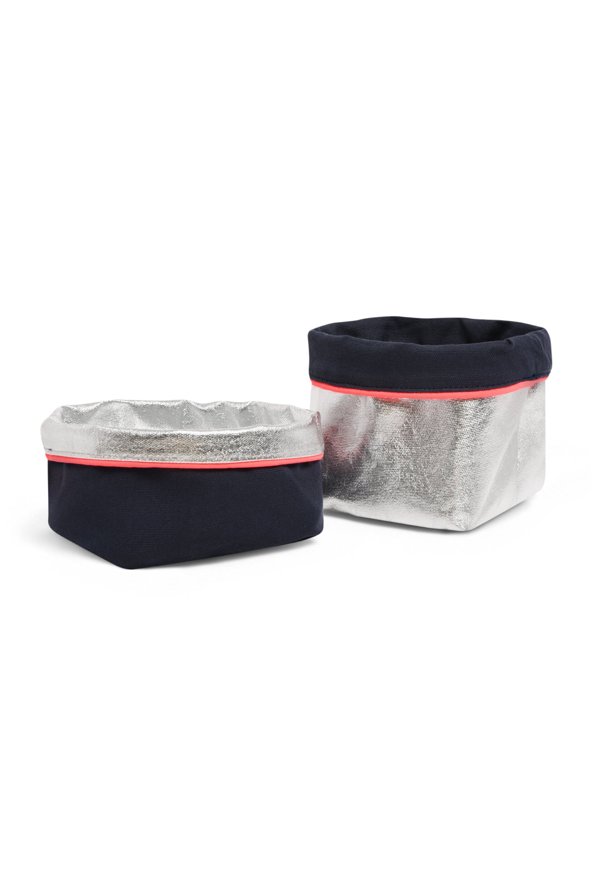 REVERSIBLE OLIVE FABRIC STORAGE POT | NAVY/SILVER Cockatoo