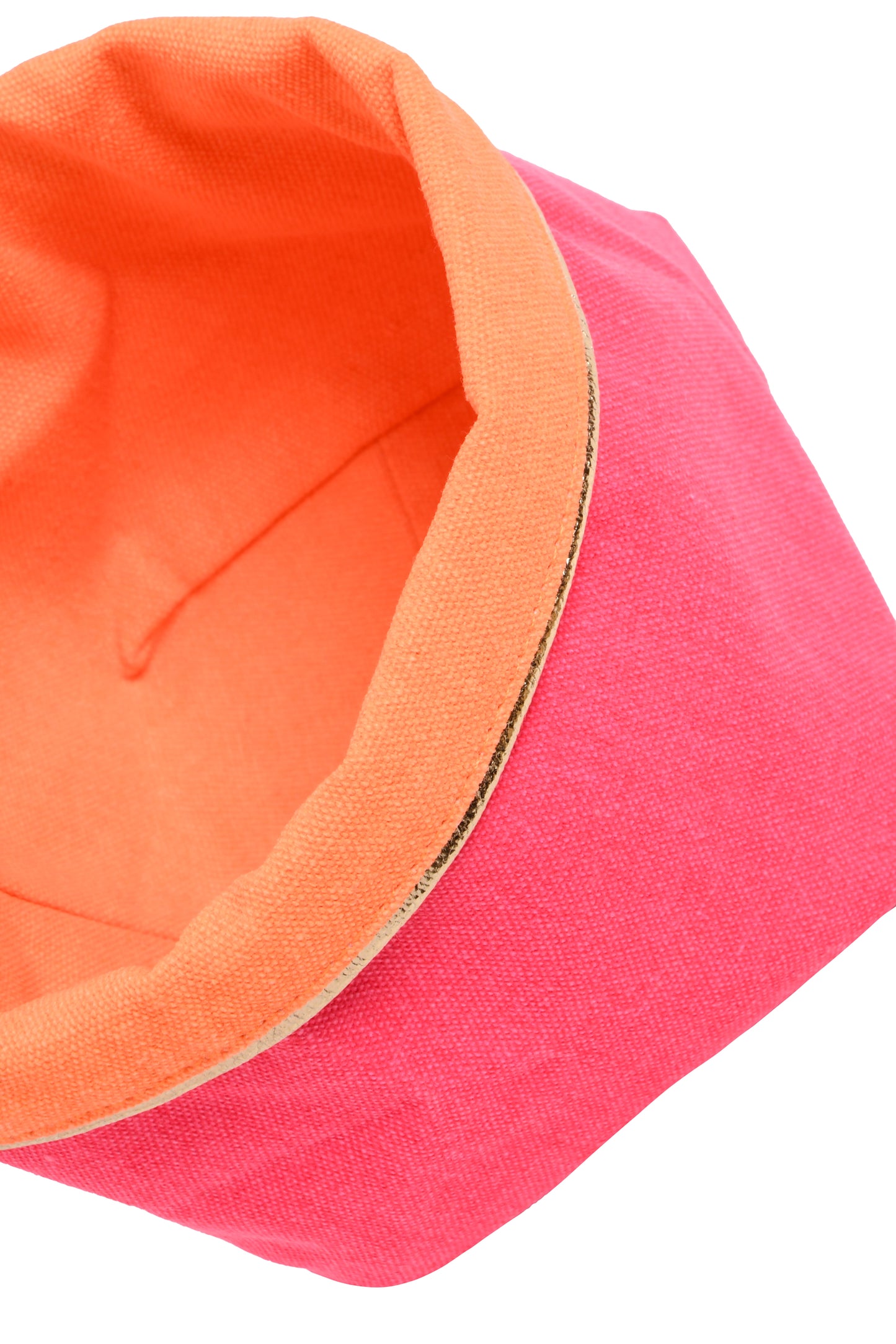 REVERSIBLE OLIVE FABRIC STORAGE POT | PINK/ORANGE