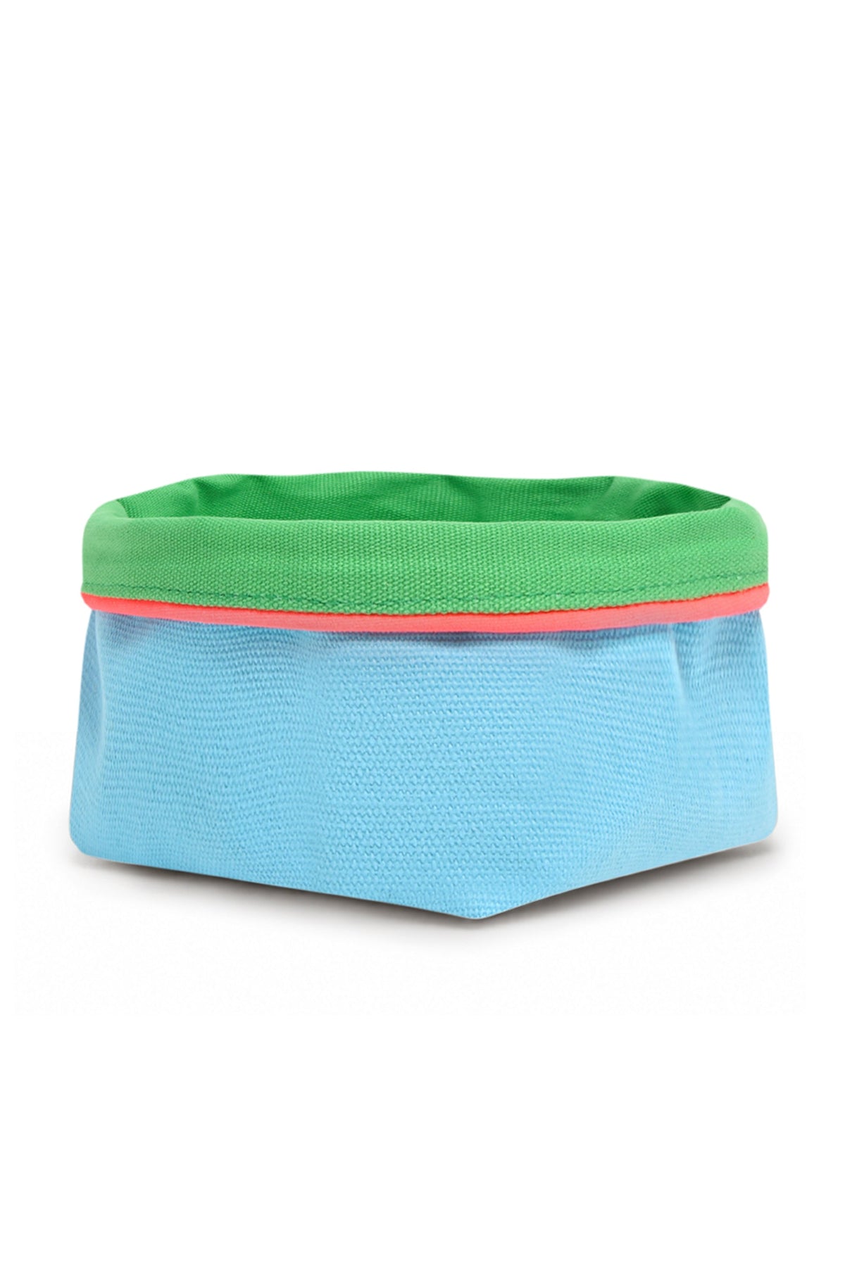 REVERSIBLE OLIVE FABRIC STORAGE POT | GREEN/TURQUOISE Cockatoo