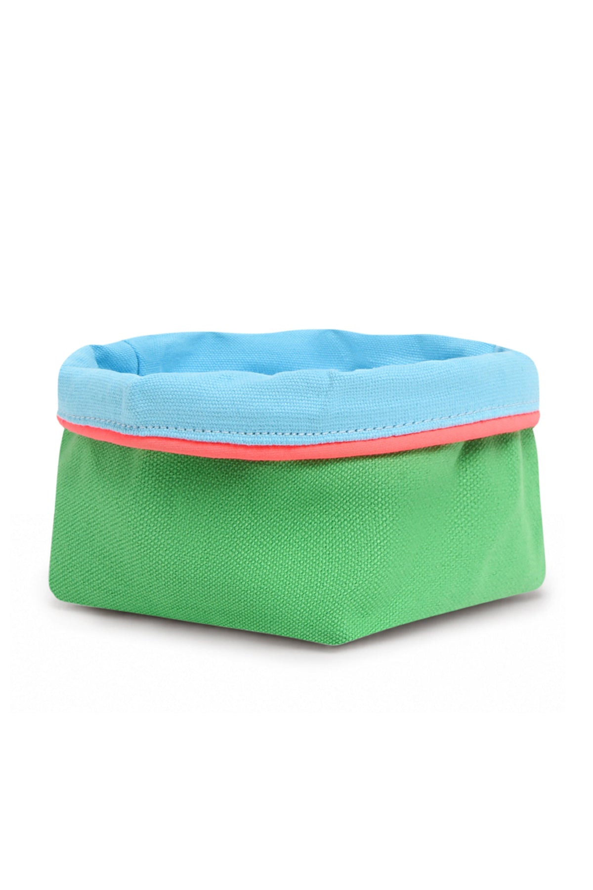 REVERSIBLE OLIVE FABRIC STORAGE POT | GREEN/TURQUOISE Cockatoo