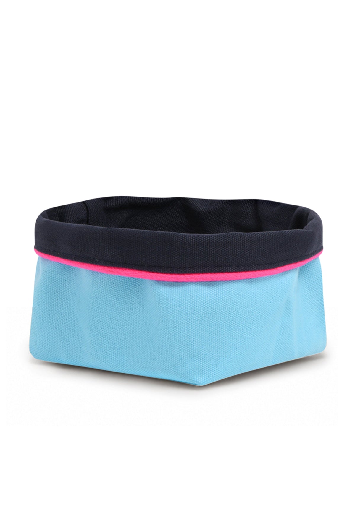 REVERSIBLE OLIVE FABRIC STORAGE POT | TURQUOISE/NAVY Cockatoo